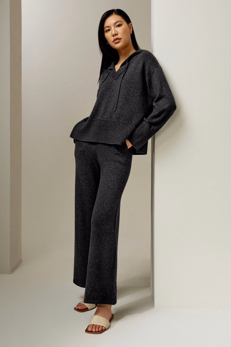 Merinowoll-Jersey-Hose mit weitem Bein