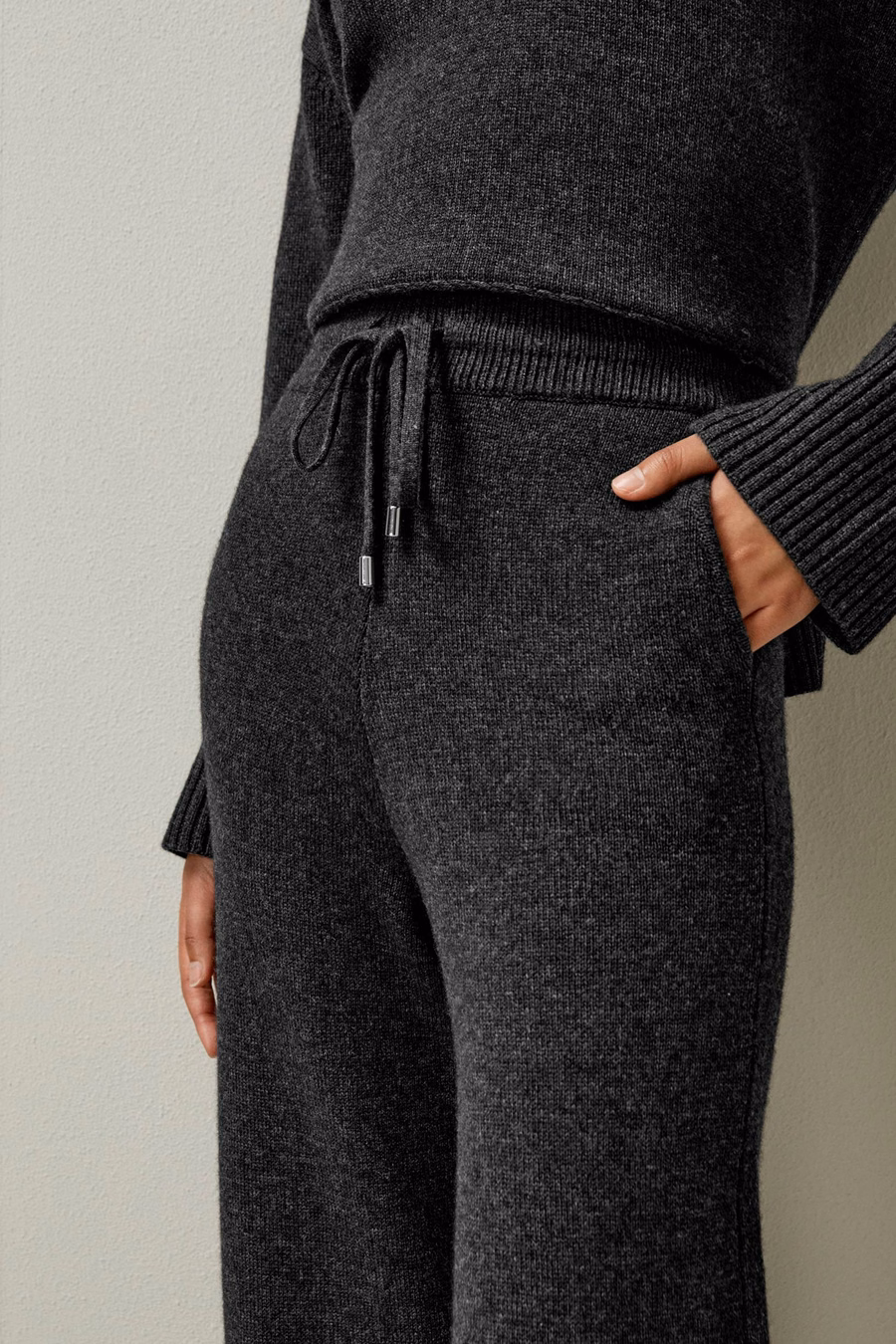 Merinowoll-Jersey-Hose mit weitem Bein