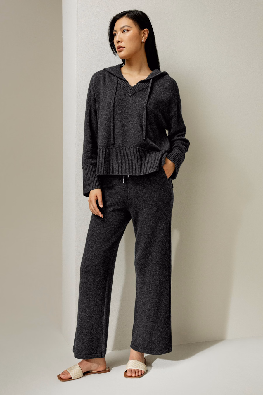 Merinowoll-Jersey-Hose mit weitem Bein