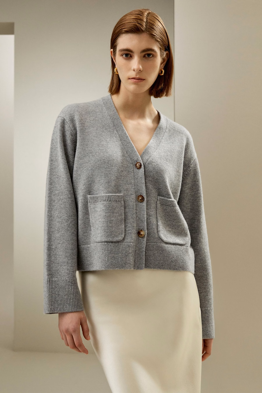 Gekürzter Kaschmir-Woll-Mix-Cardigan