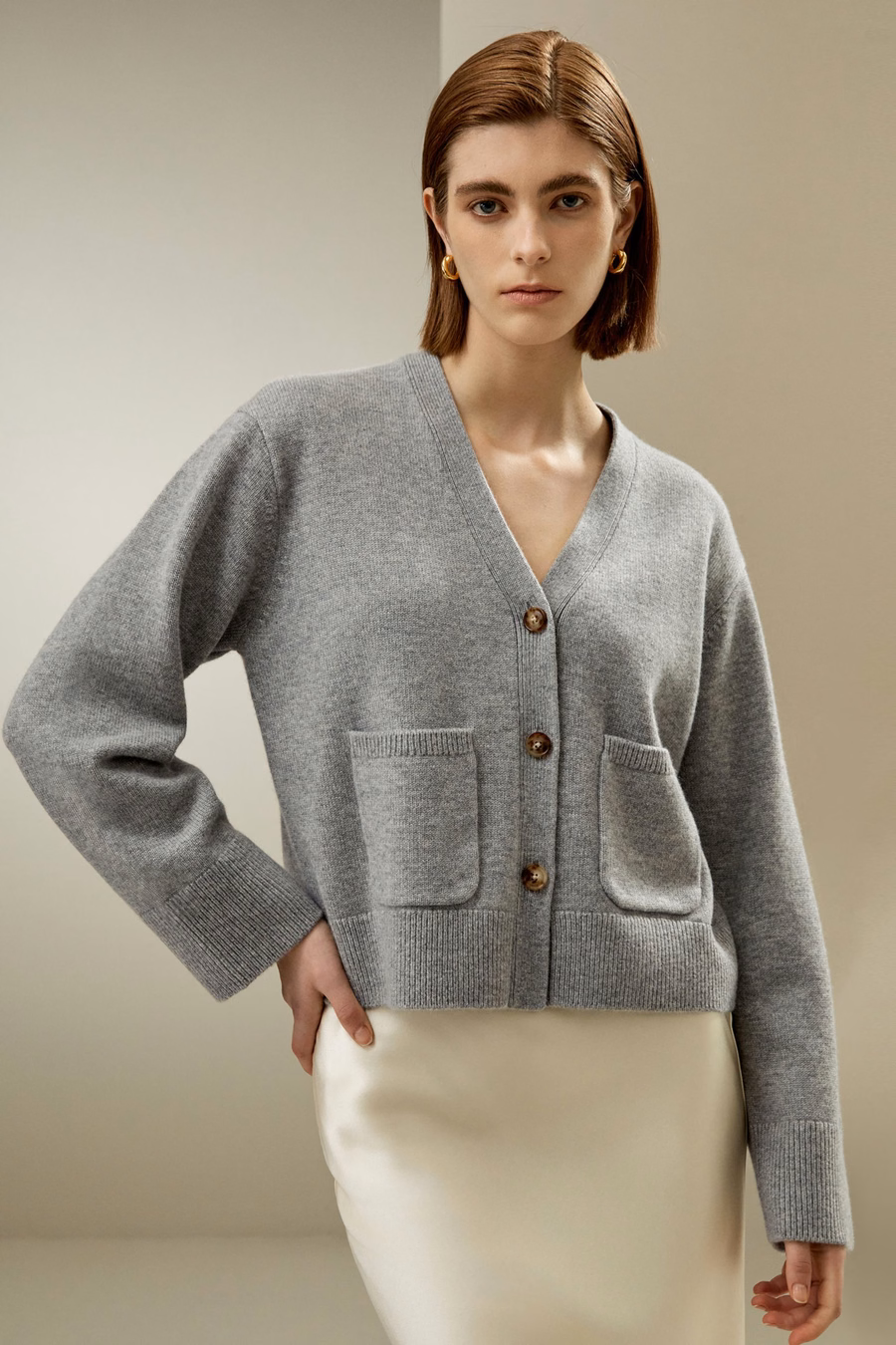 Gekürzter Kaschmir-Woll-Mix-Cardigan