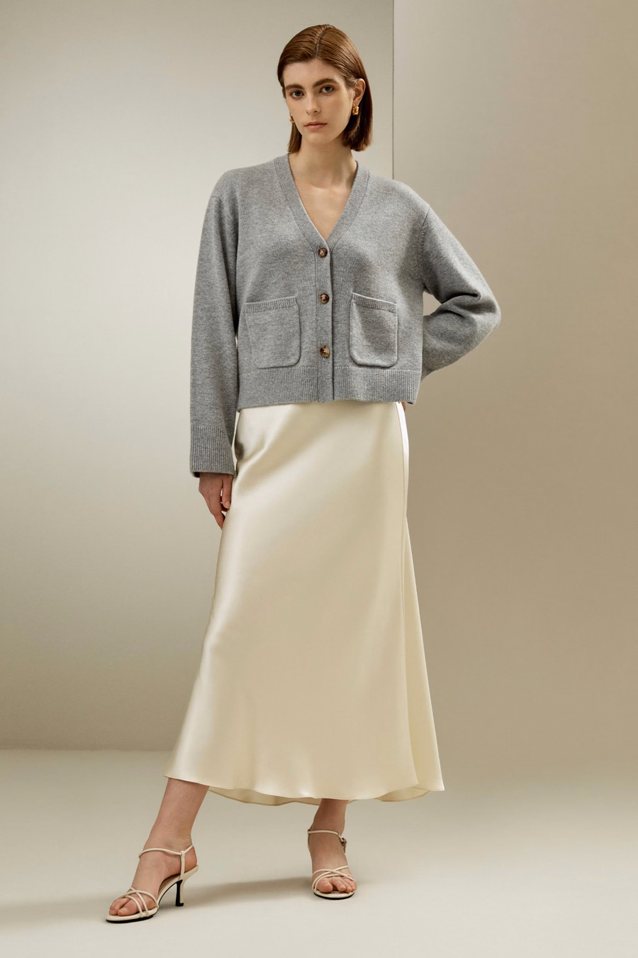 Gekürzter Kaschmir-Woll-Mix-Cardigan