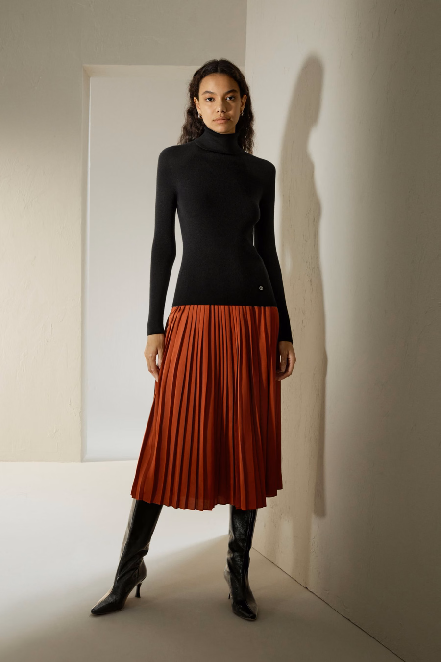 Nahtloser Seiden-Kaschmir-Mix-Rollkragenpullover