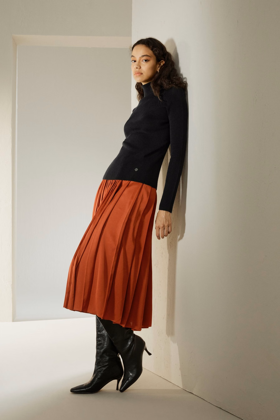 Nahtloser Seiden-Kaschmir-Mix-Rollkragenpullover