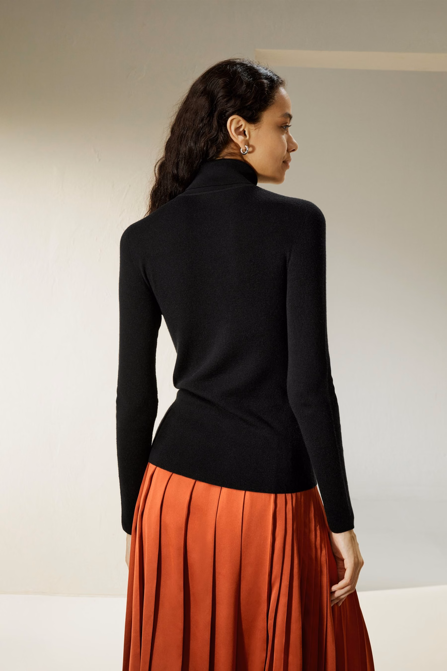 Nahtloser Seiden-Kaschmir-Mix-Rollkragenpullover