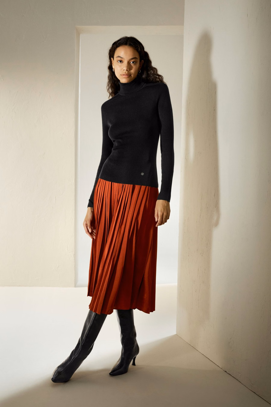 Nahtloser Seiden-Kaschmir-Mix-Rollkragenpullover