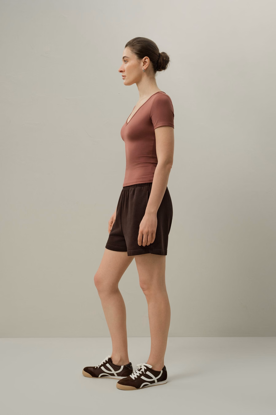 Seidenbrise Jersey V-Ausschnitt T-Shirt
