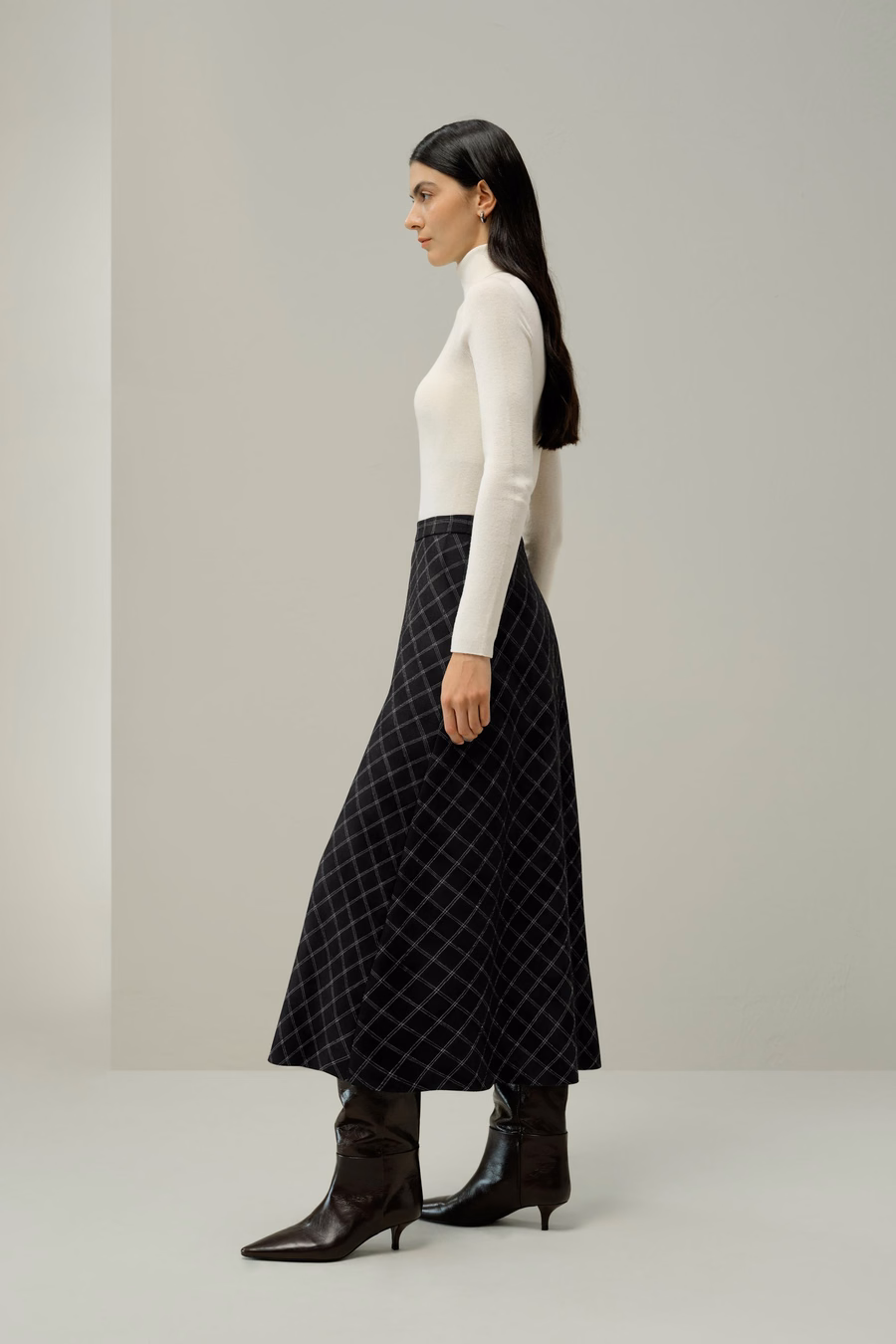 Mottled Silk-Wool A-Line Rock