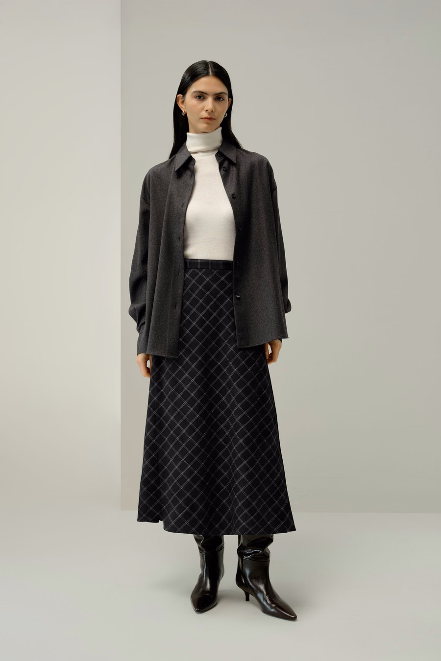 Mottled Silk-Wool A-Line Rock