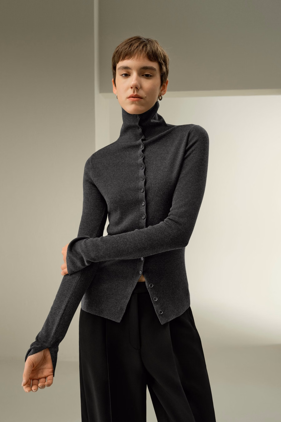 Schmal geschnittenes Seiden-Kaschmir-Pullover