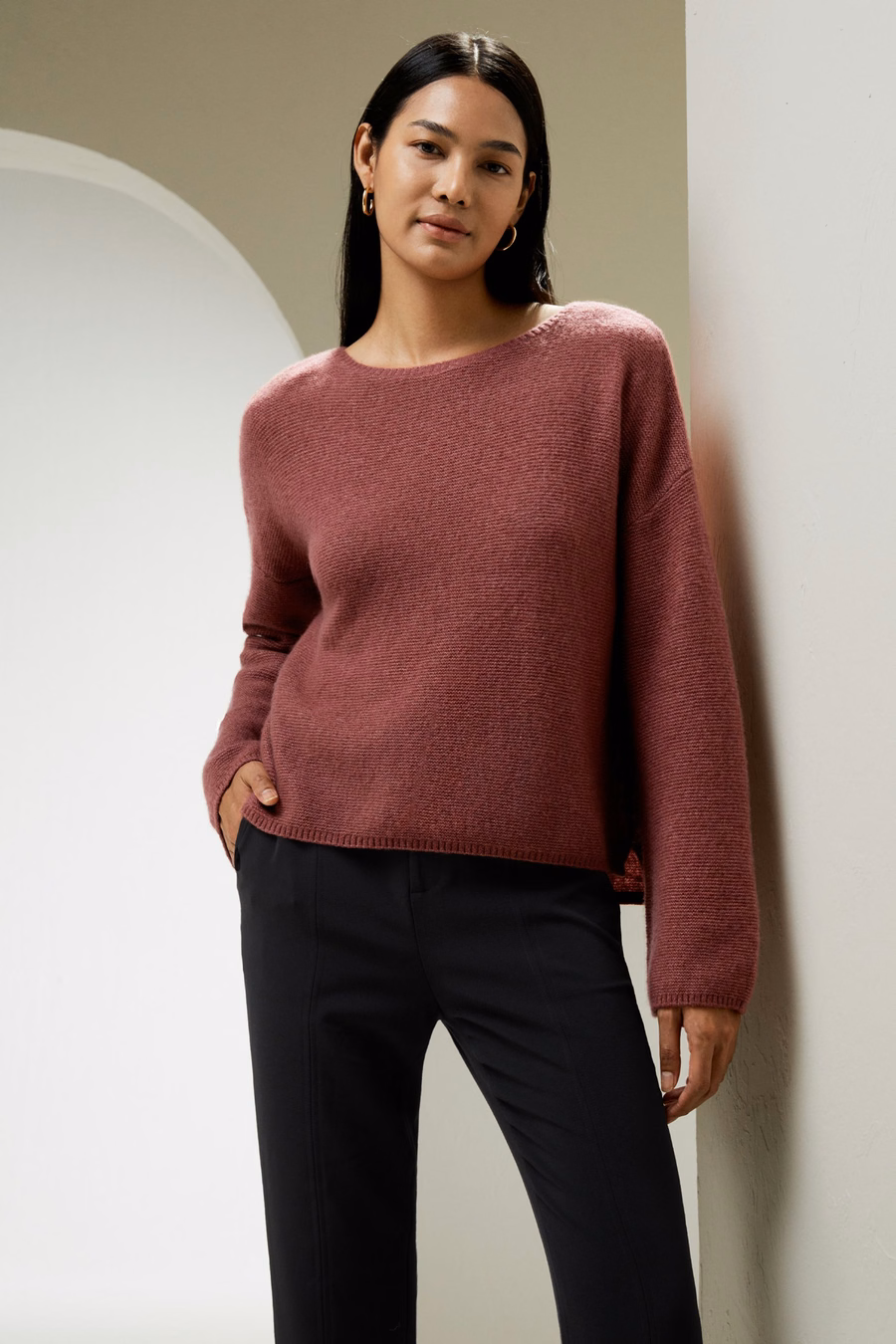 Entspannt geschnittenes Sweatshirt aus Seiden-Kaschmir-Mischung mit überschnittenen Schultern