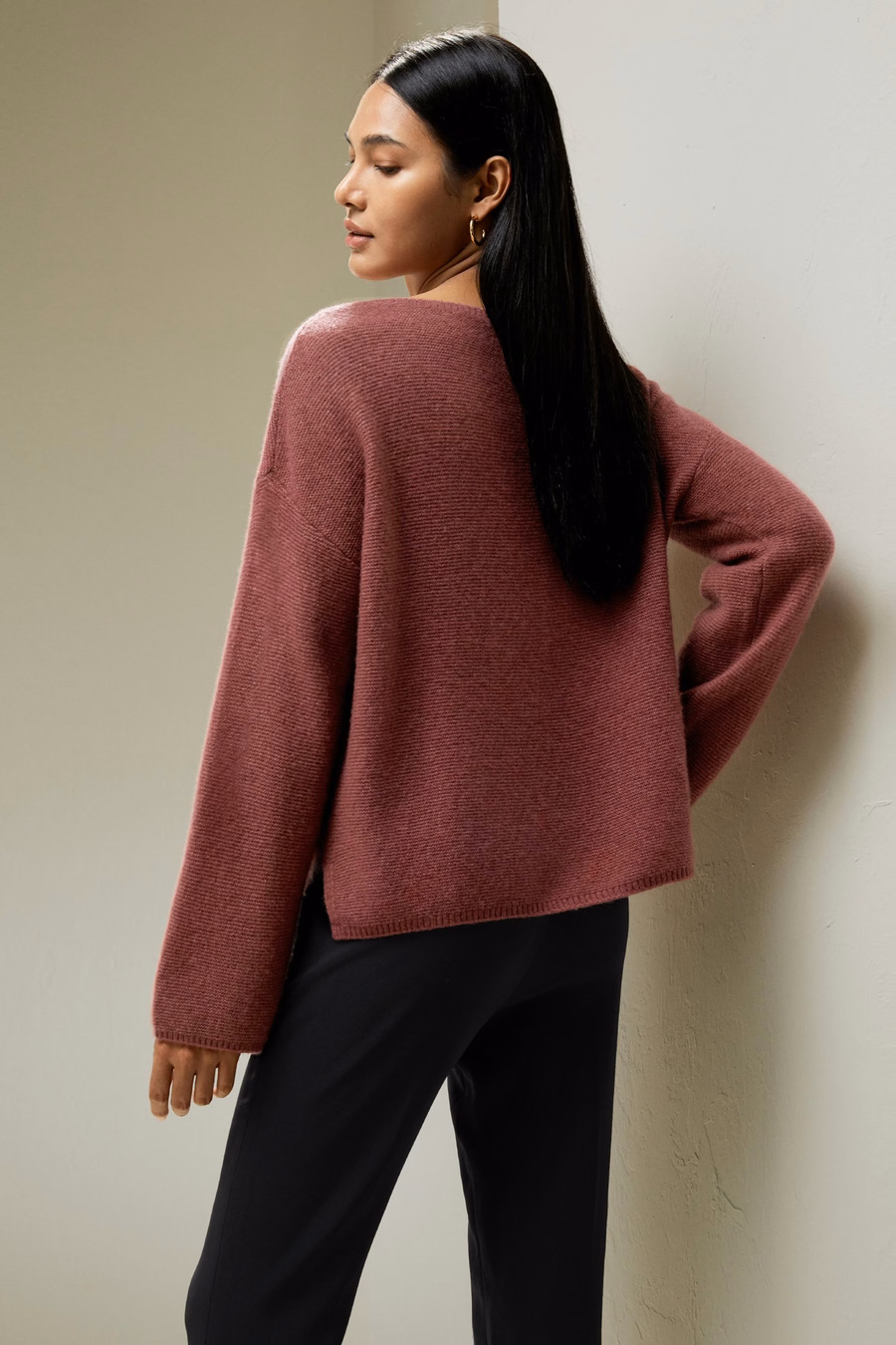 Entspannt geschnittenes Sweatshirt aus Seiden-Kaschmir-Mischung mit überschnittenen Schultern