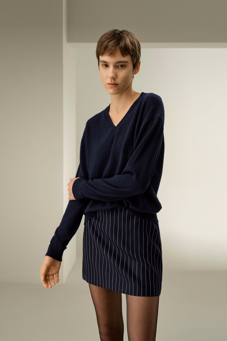 V-Ausschnitt Baby Kaschmir Pullover