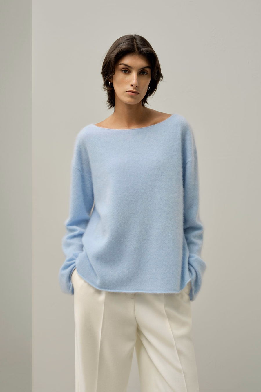 Boot-Ausschnitt Kaschmirpullover