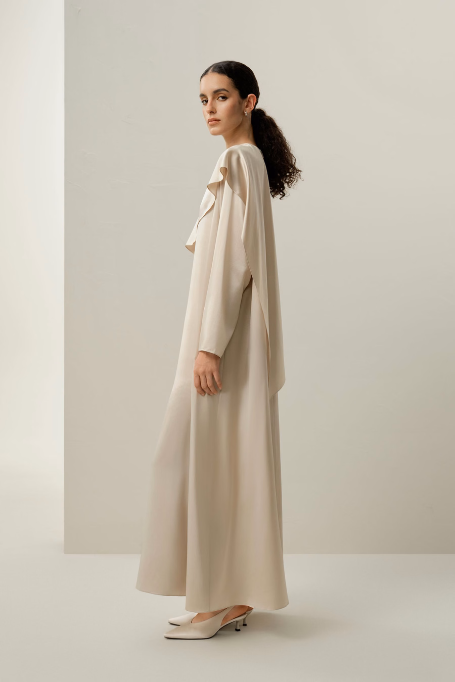 Seiden-Chambray Asymmetrisches Maxikleid