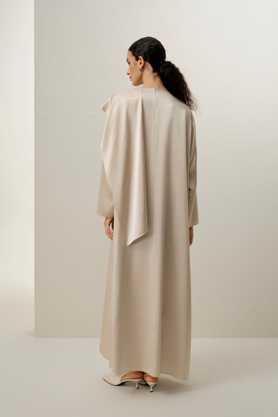 Seiden-Chambray Asymmetrisches Maxikleid