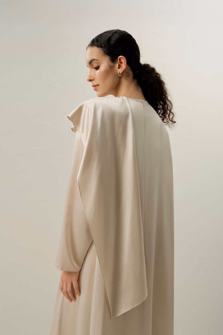Seiden-Chambray Asymmetrisches Maxikleid