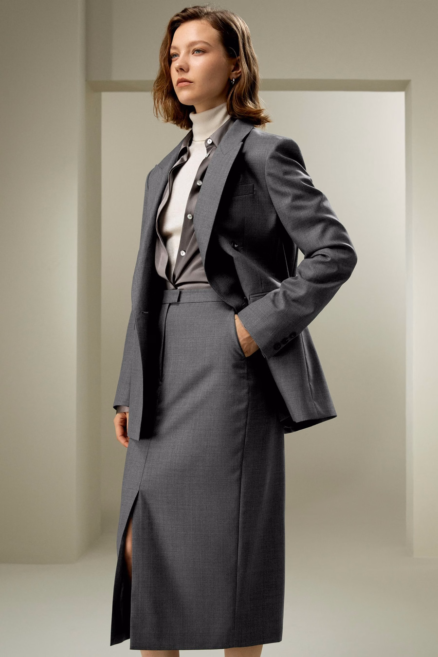 Moderner Schönheit Seidenwoll-Blazer