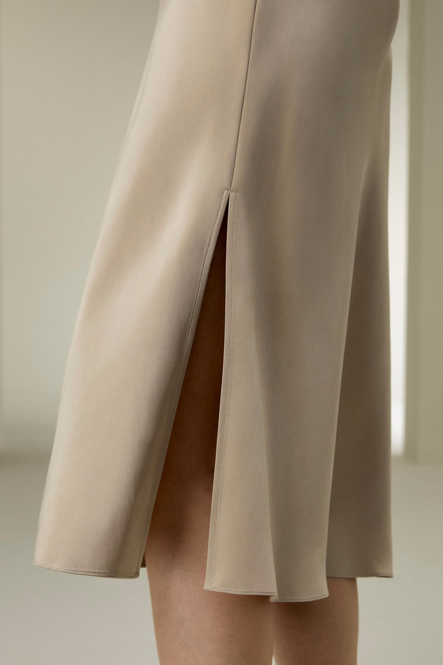 Bias-cut Silk Midi Skirt