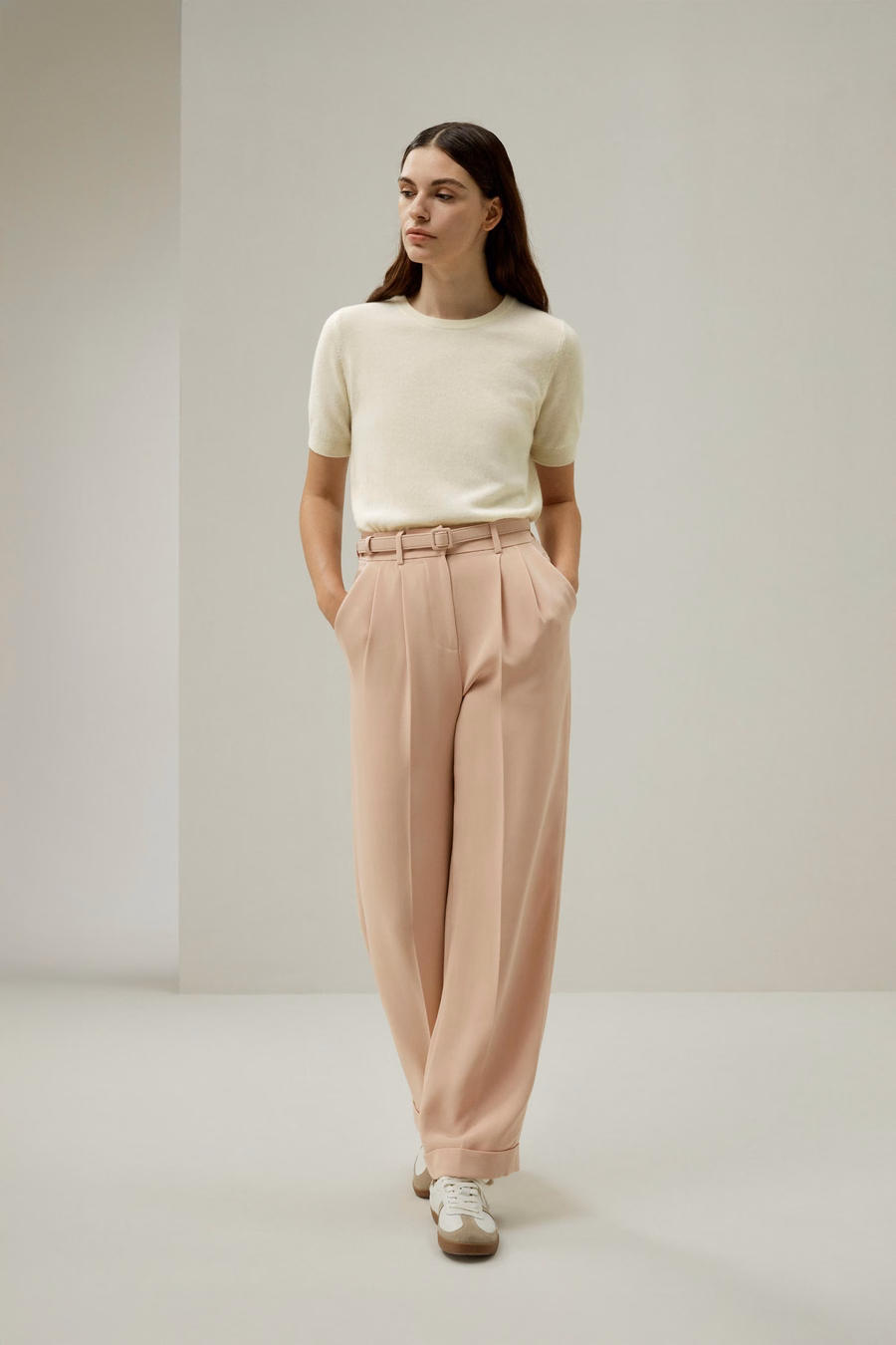Mahagoni-Rosen-Seiden-Hosen mit geradem Bein