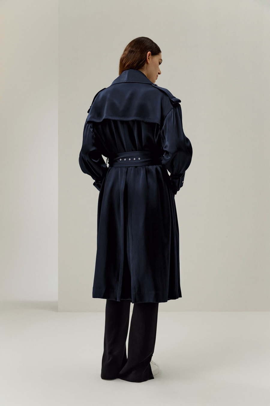 Übergroßer Seiden-Trenchcoat