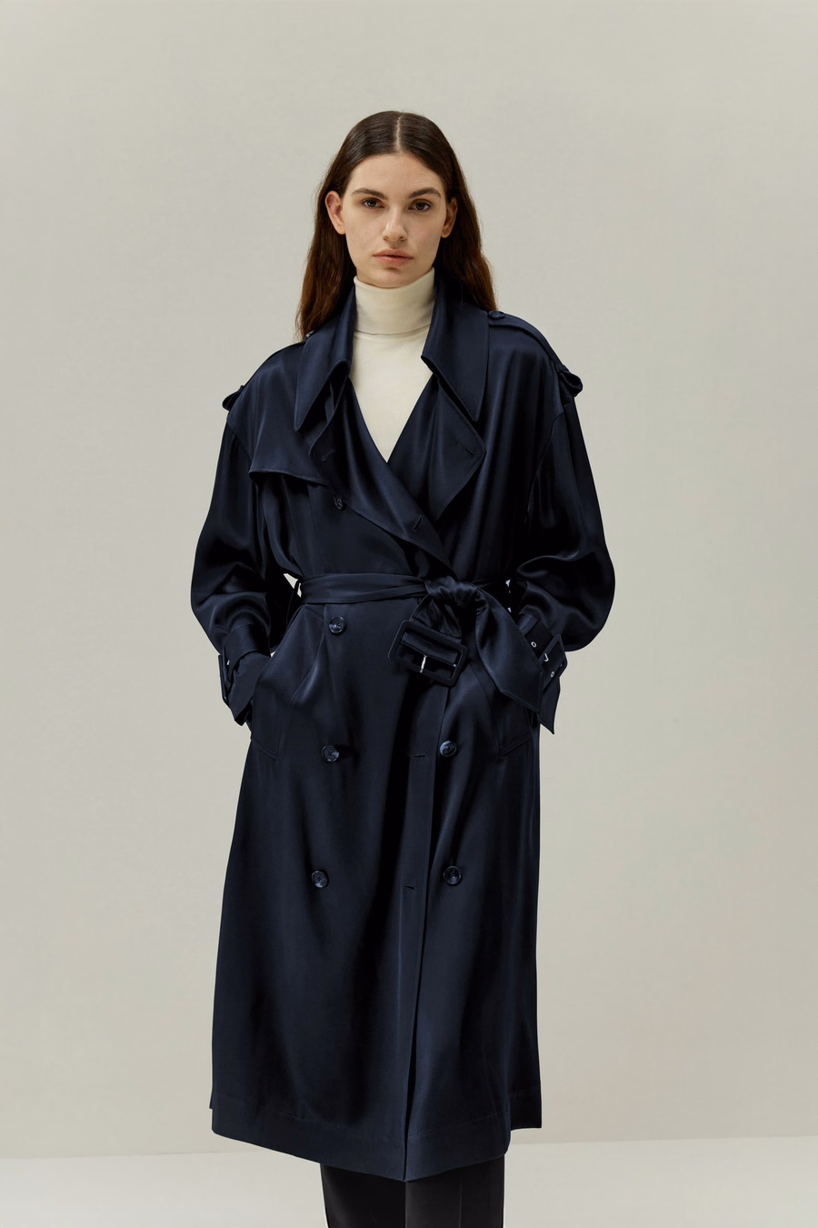 Übergroßer Seiden-Trenchcoat
