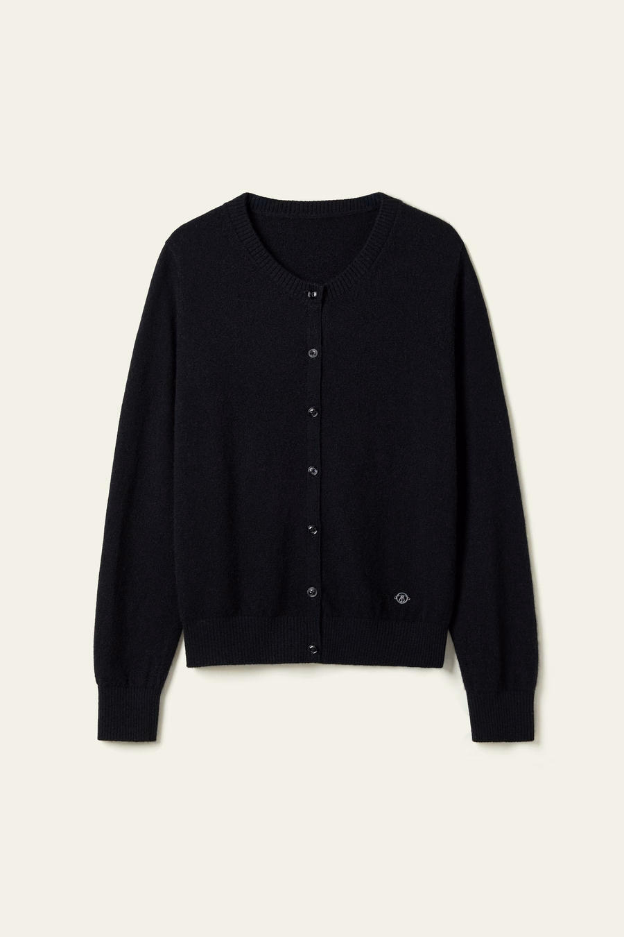 Cashmere-Fitted Crew Neck Cardigan