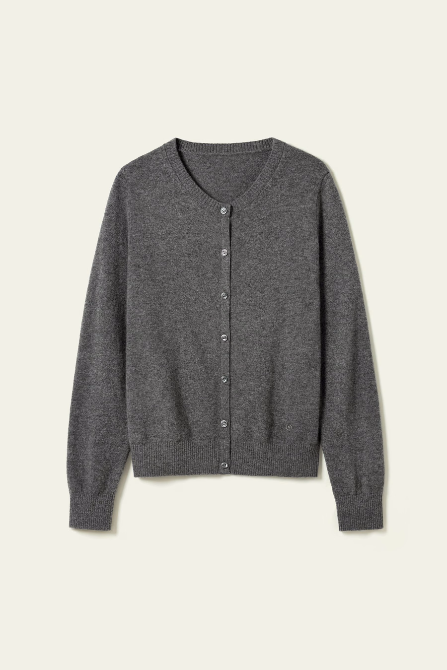 Cashmere-Fitted Crew Neck Cardigan
