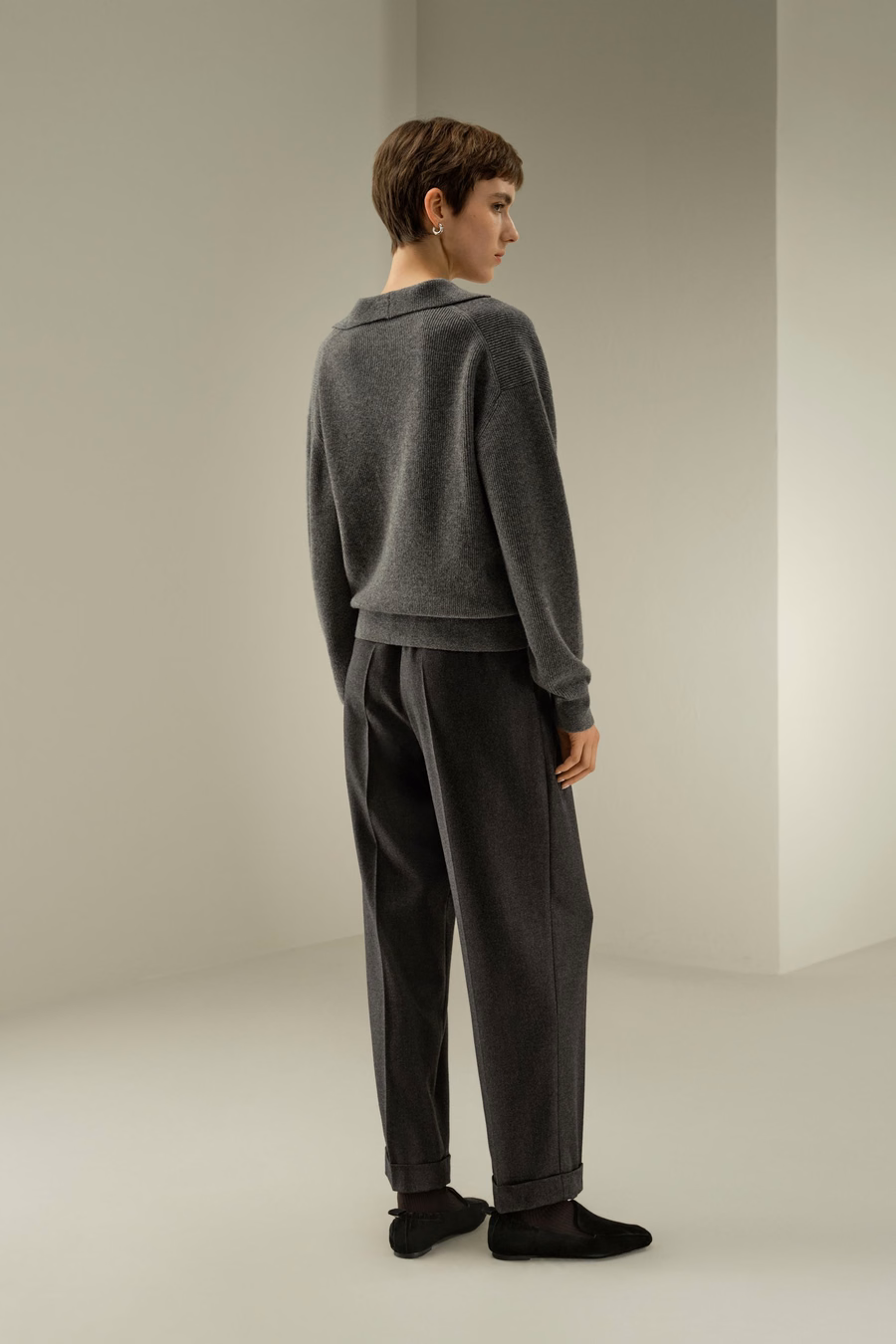 Gestrickter Kaschmir-Polo-Pullover