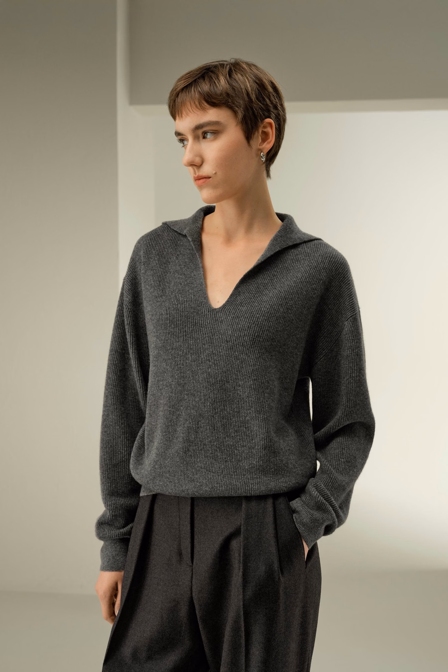 Gestrickter Kaschmir-Polo-Pullover