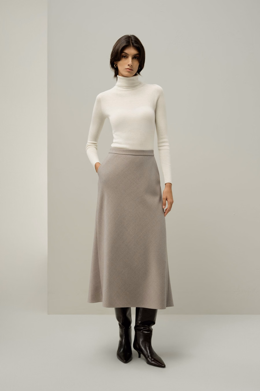 Mottled Silk-Wool A-Line Rock
