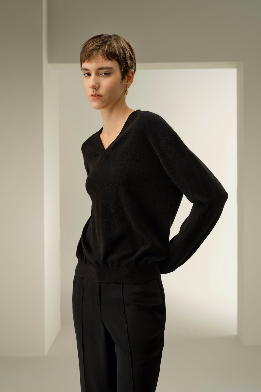 V-Ausschnitt Baby Kaschmir Pullover