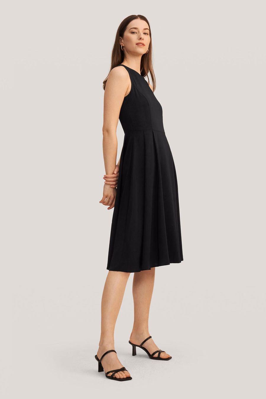 Vintage Rundhalsausschnitt Seidenkleid