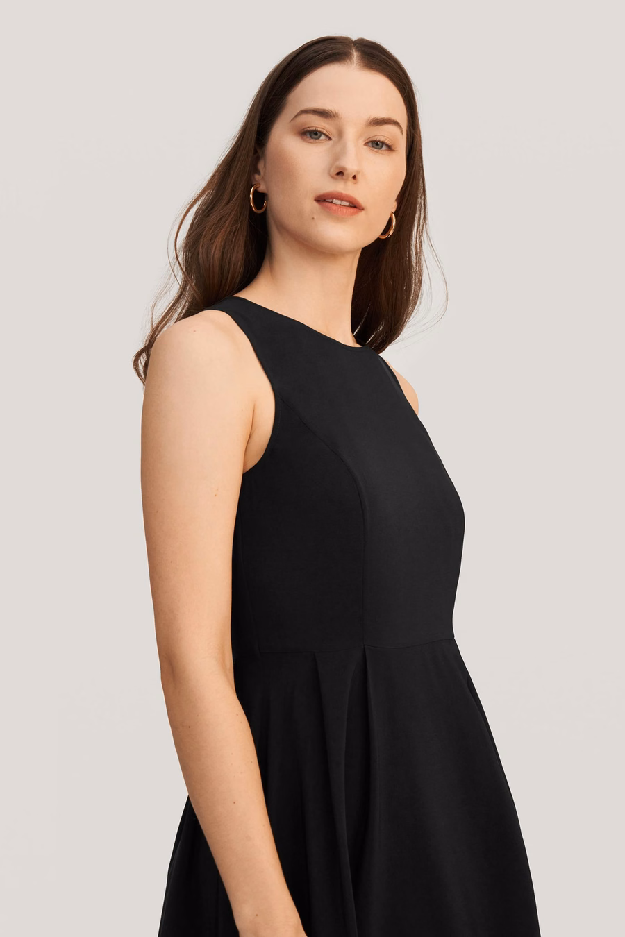 Vintage Rundhalsausschnitt Seidenkleid