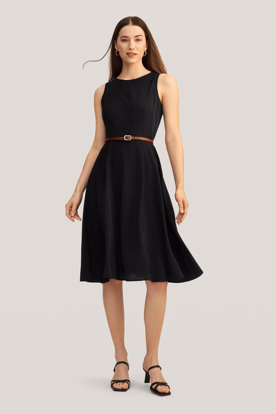 Vintage Rundhalsausschnitt Seidenkleid