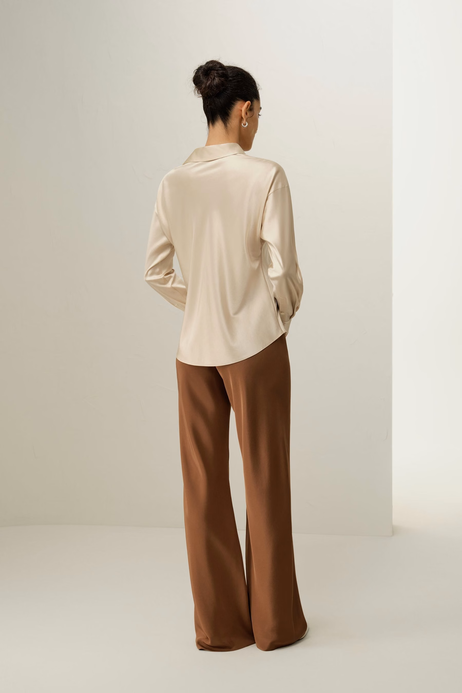 Bias Cut Straight Leg Seidenhose