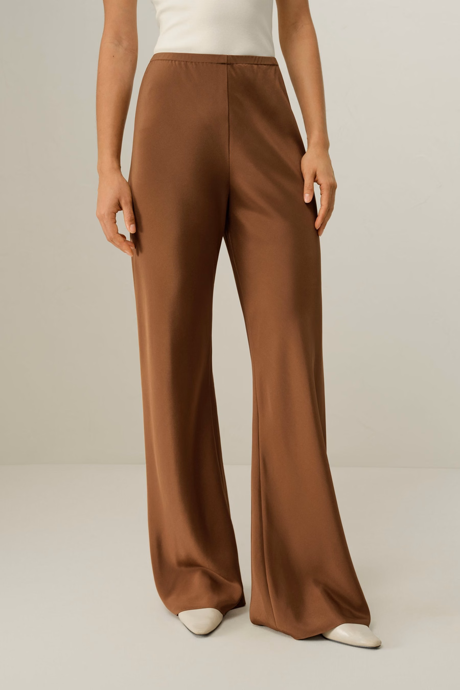 Bias Cut Straight Leg Seidenhose