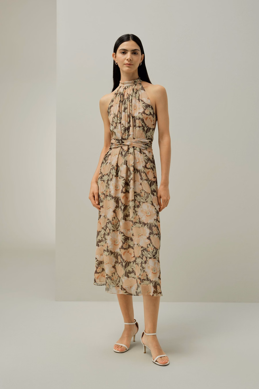 Mohnblumen-Parade Seiden-Chiffon-Kleid - Hergestellt aus Liberty-Stoff