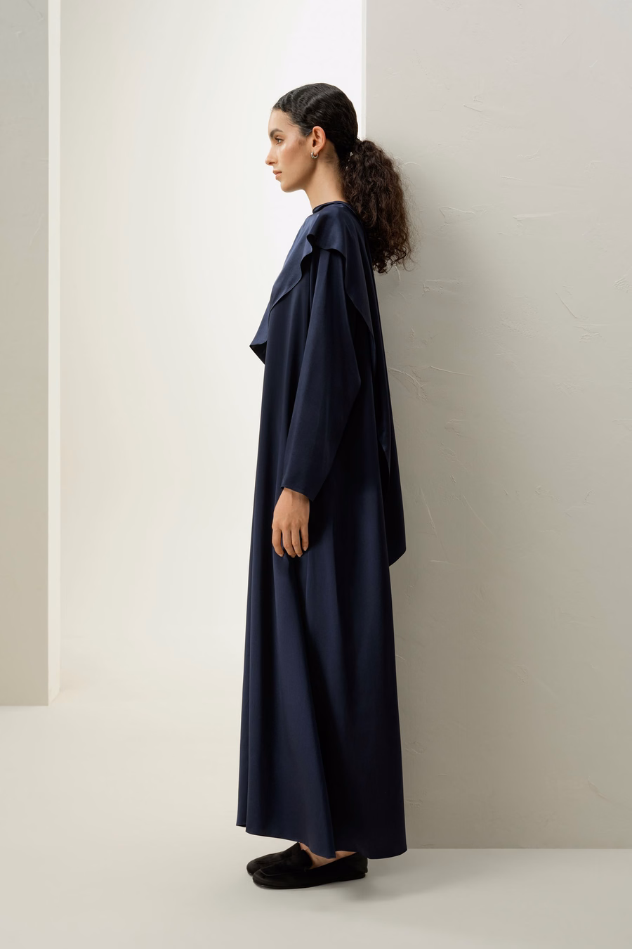 Seiden-Chambray Asymmetrisches Maxikleid