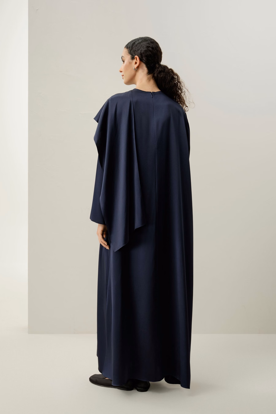 Seiden-Chambray Asymmetrisches Maxikleid
