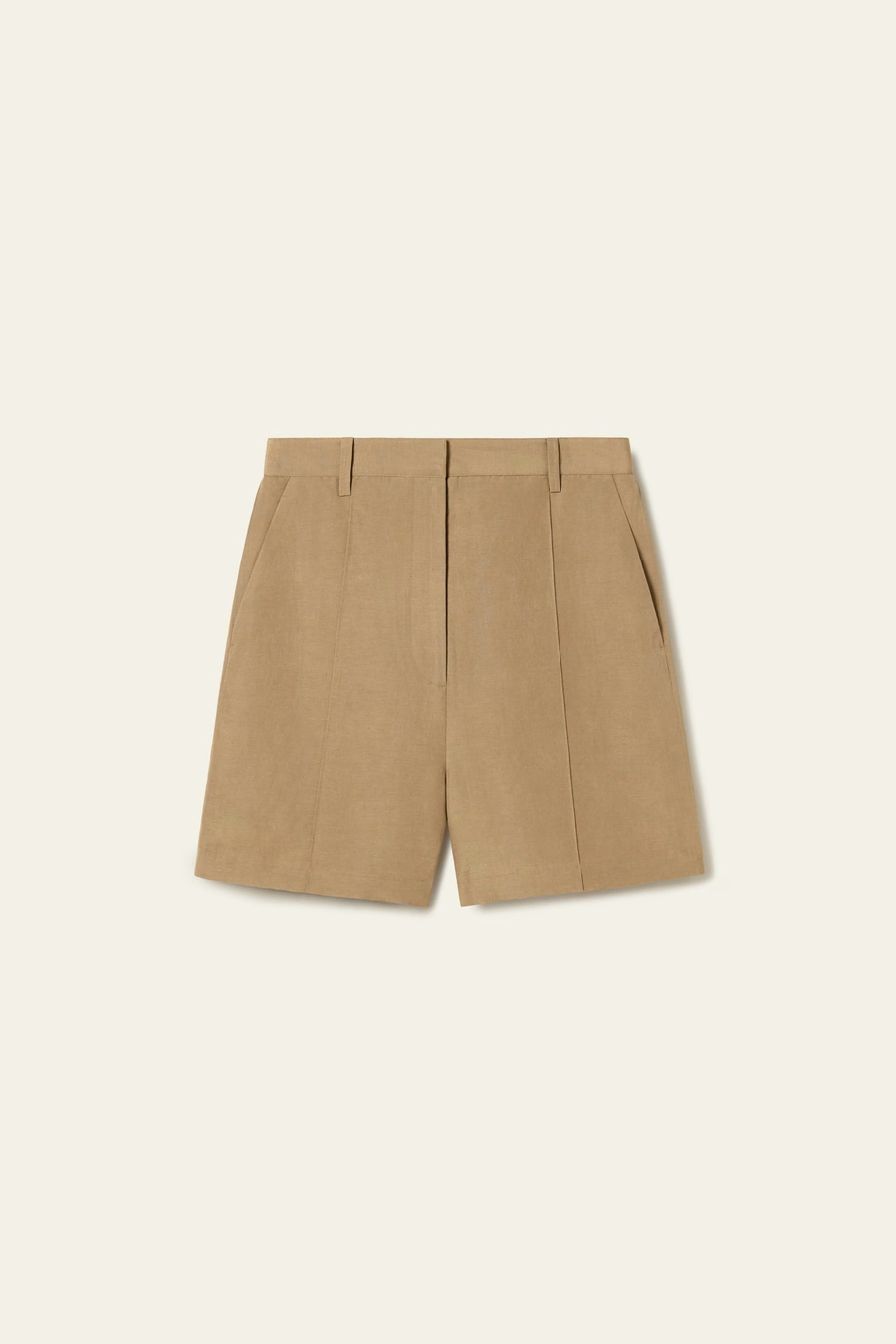 Hochgeschnittene Seiden-Leinen-Shorts