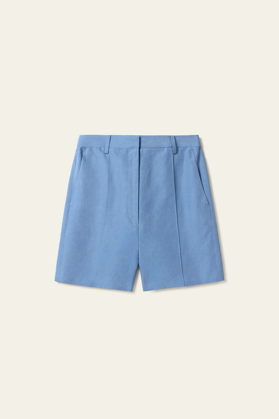 Hochgeschnittene Seiden-Leinen-Shorts