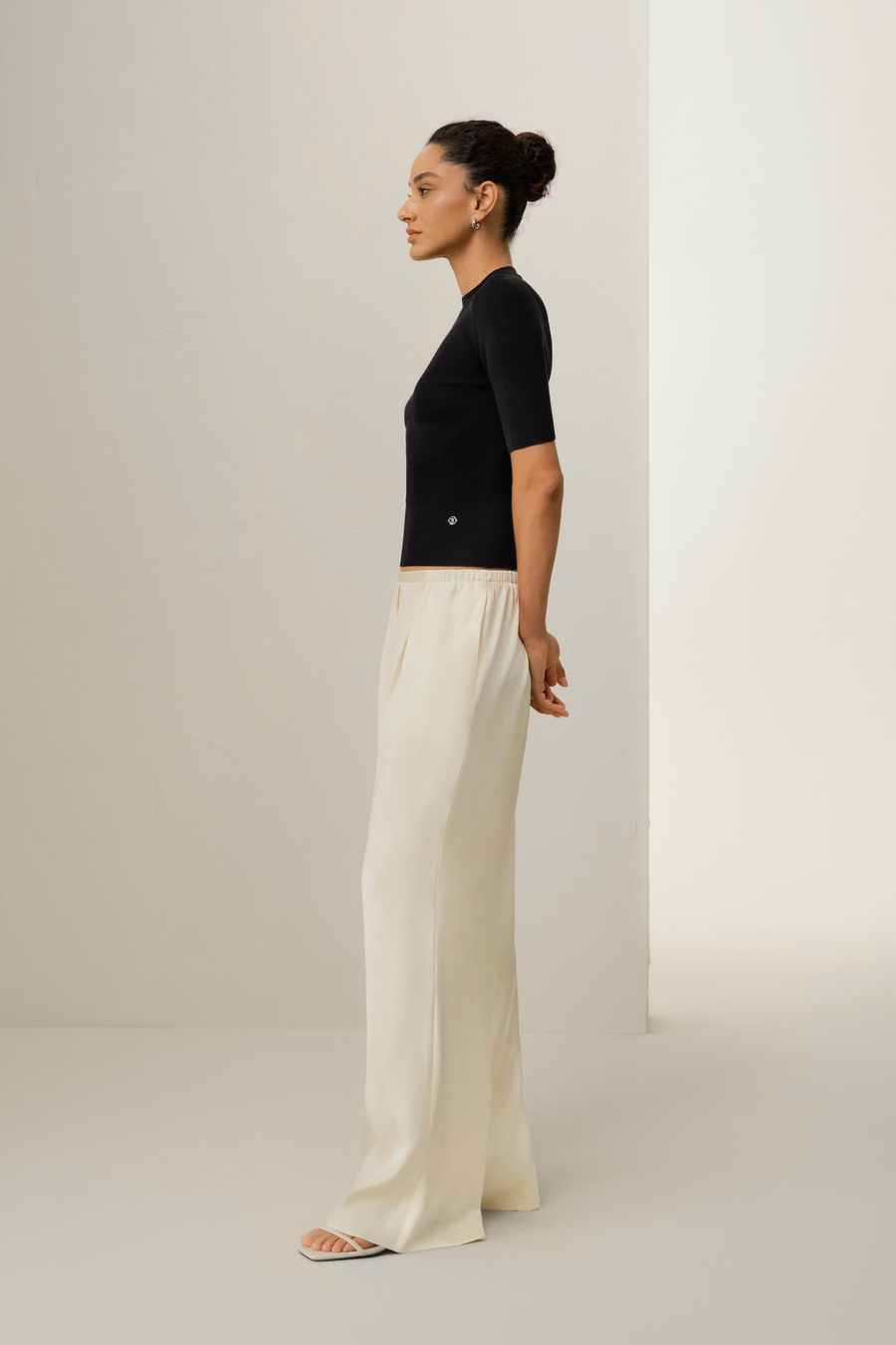Nahtloses Seiden-Baumwoll Slim-Fit Stricktop