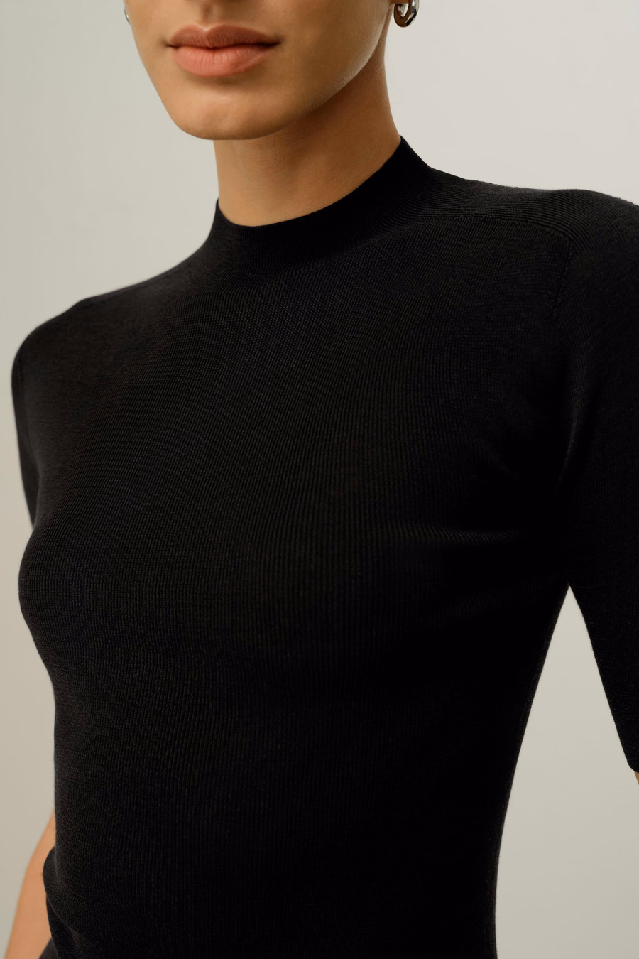 Nahtloses Seiden-Baumwoll Slim-Fit Stricktop