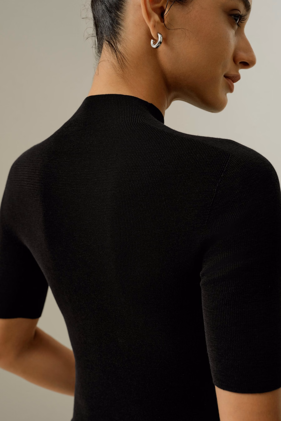 Nahtloses Seiden-Baumwoll Slim-Fit Stricktop