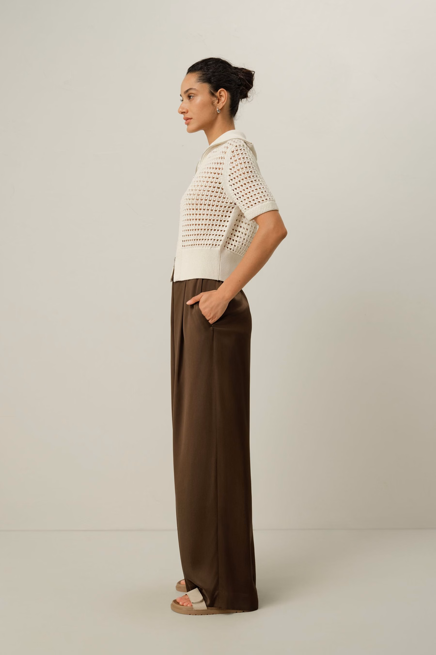 Toscana Pointelle Strick Doppel-Reißverschluss Cardigan