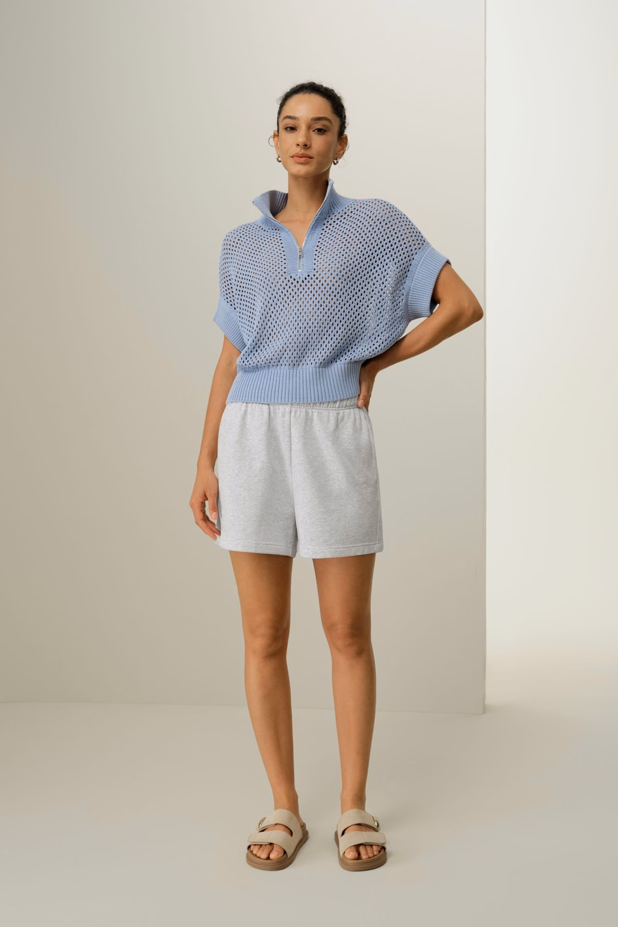 Toscana Pointelle Knit Half-Zip Sweater
