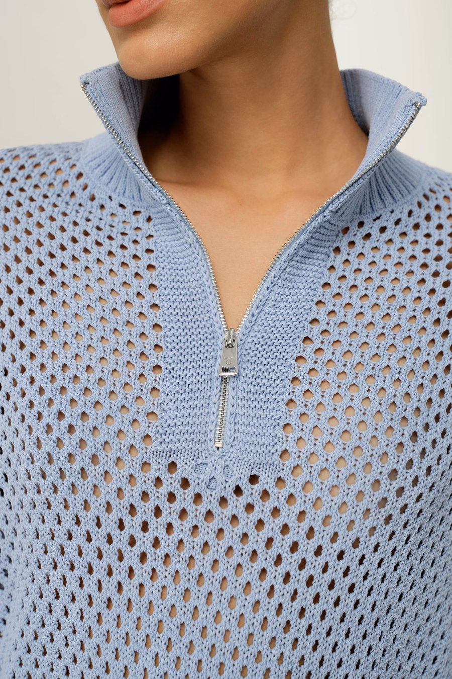 Toscana Pointelle Knit Half-Zip Sweater