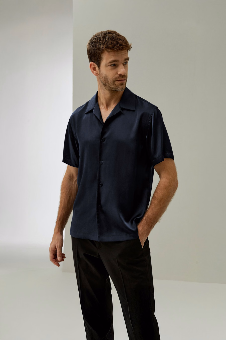 Herren Seiden Camp Shirt