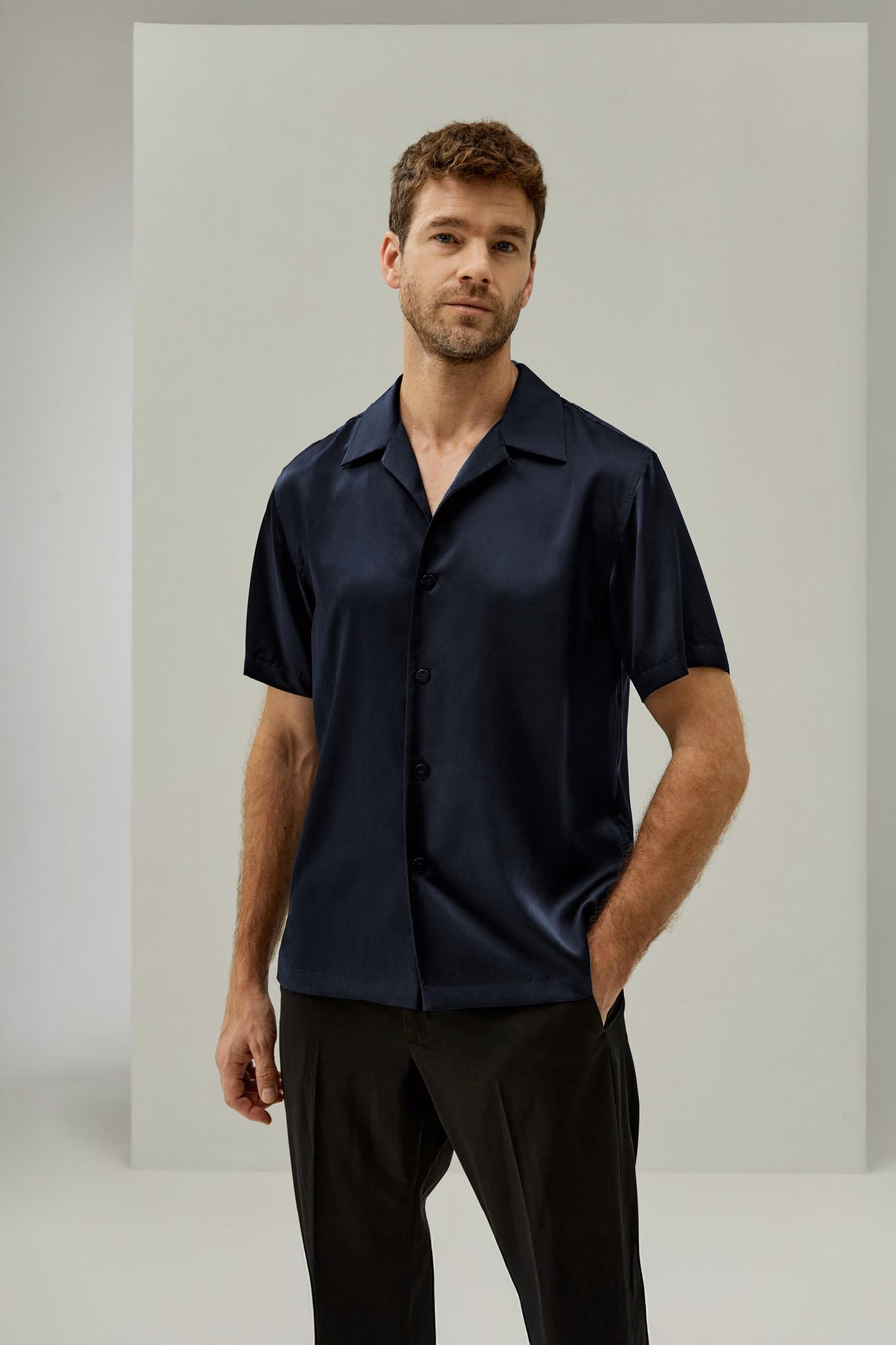 Herren Seiden Camp Shirt